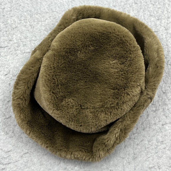 Free People Faux Fur Cowboy Hat Women's OS Brown Fuzzy Convertible Bucket Cap - Picture 2 of 10